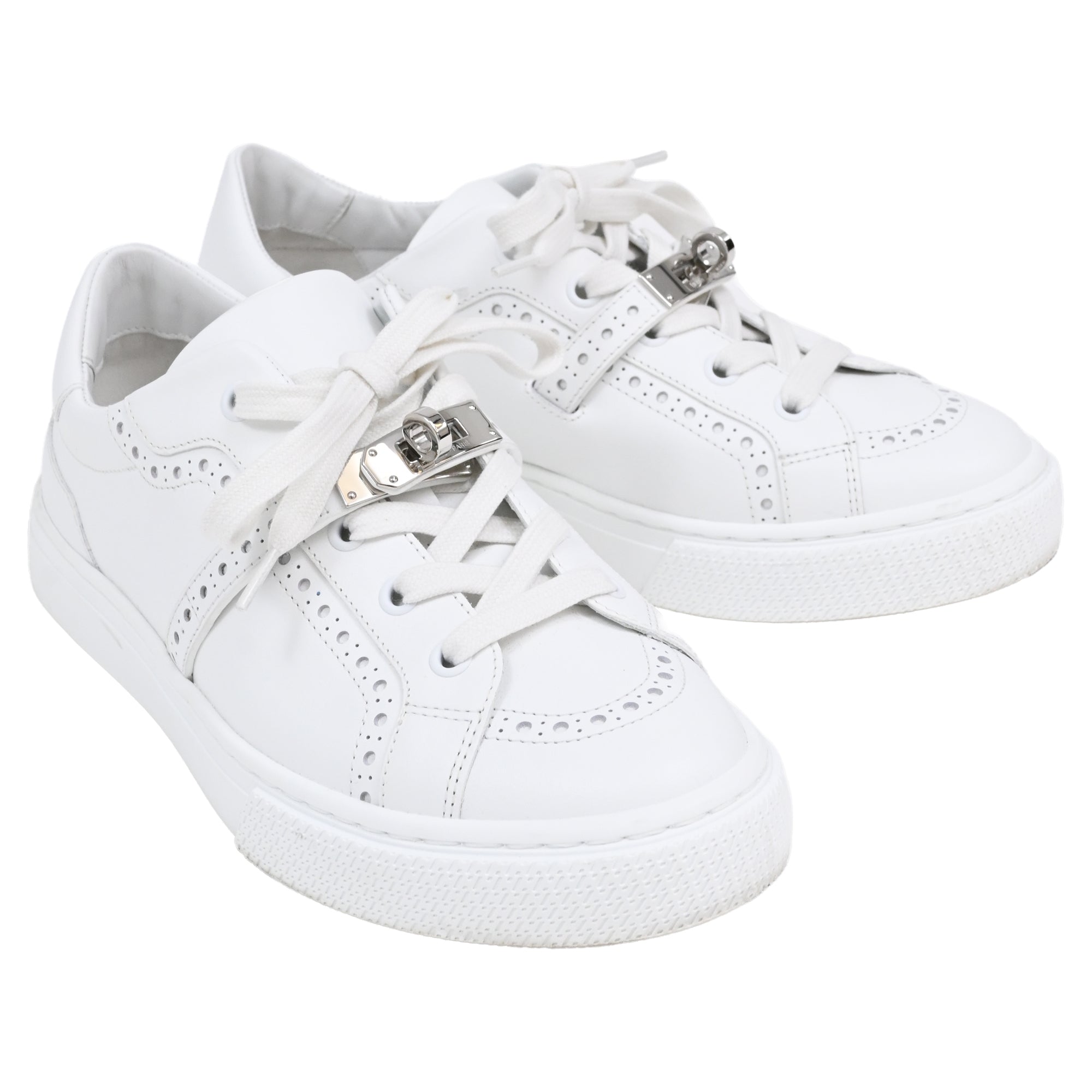 Hermès Day Low Top Sneakers in White Leather