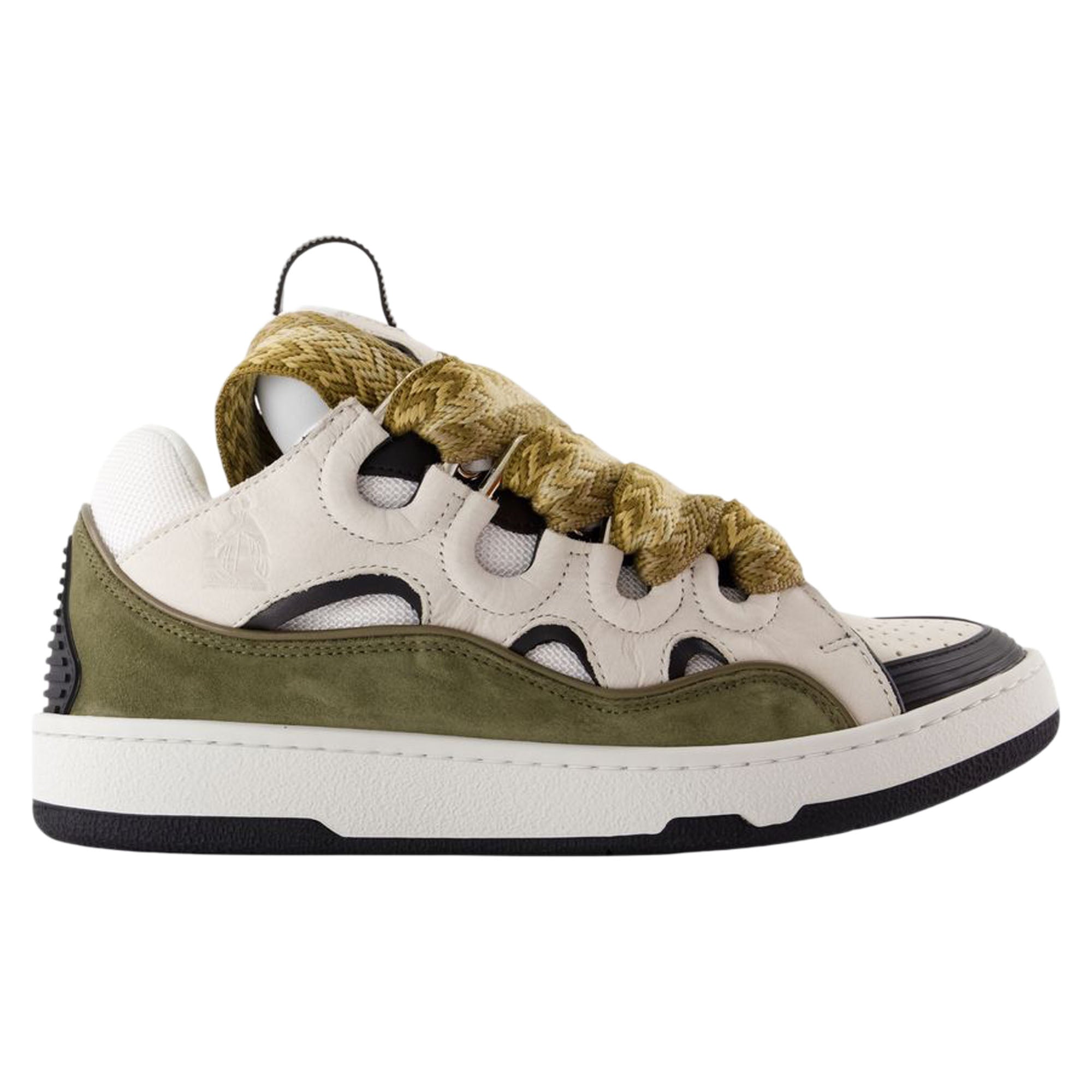 Women's Curb Sneakers - Lanvin - Synthetic - White/Khaki