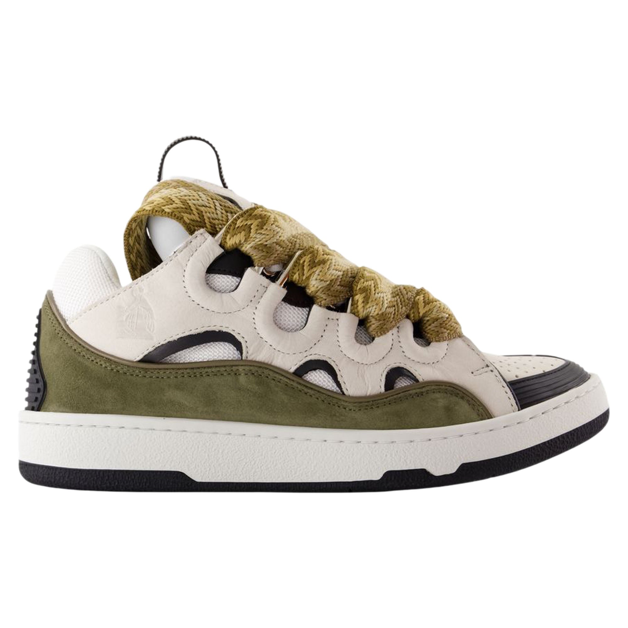 Women's Curb Sneakers - Lanvin - Synthetic - White/Khaki