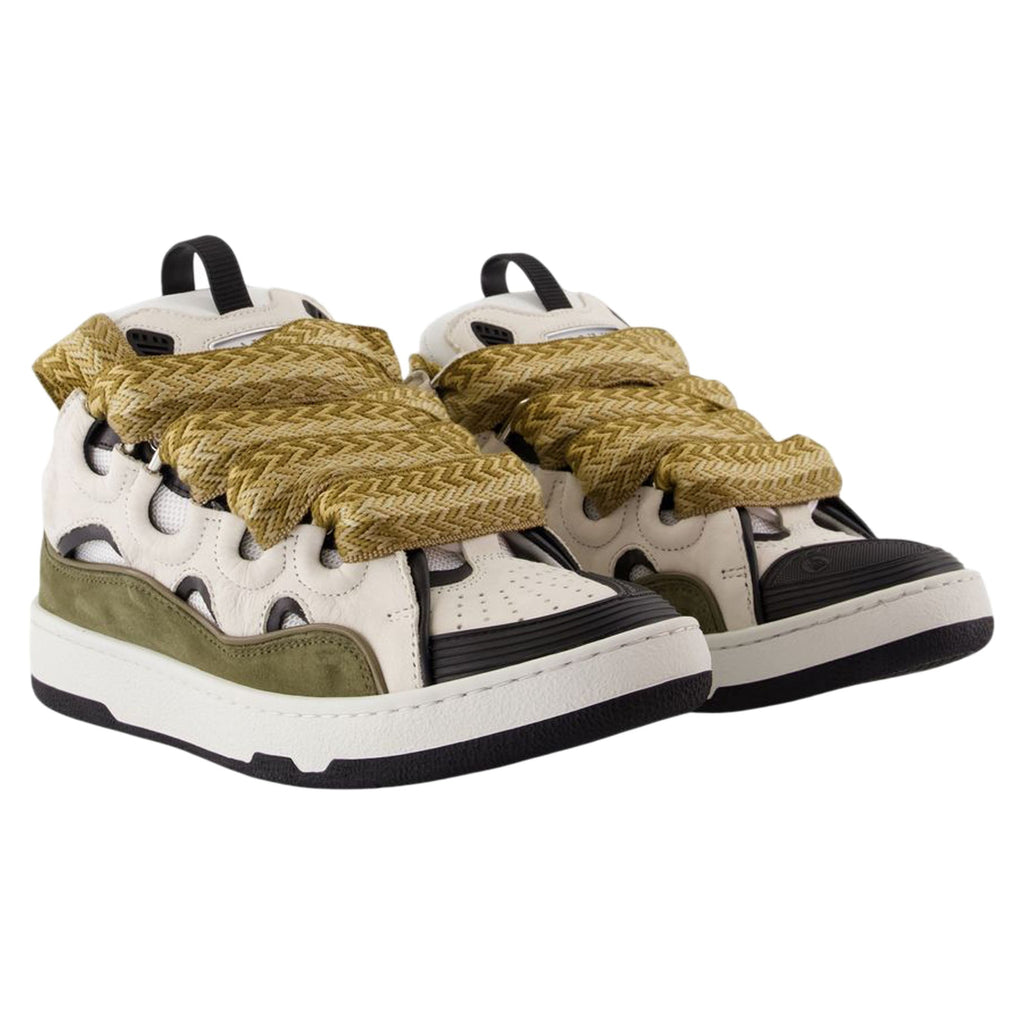 Women's Curb Sneakers - Lanvin - Synthetic - White/Khaki