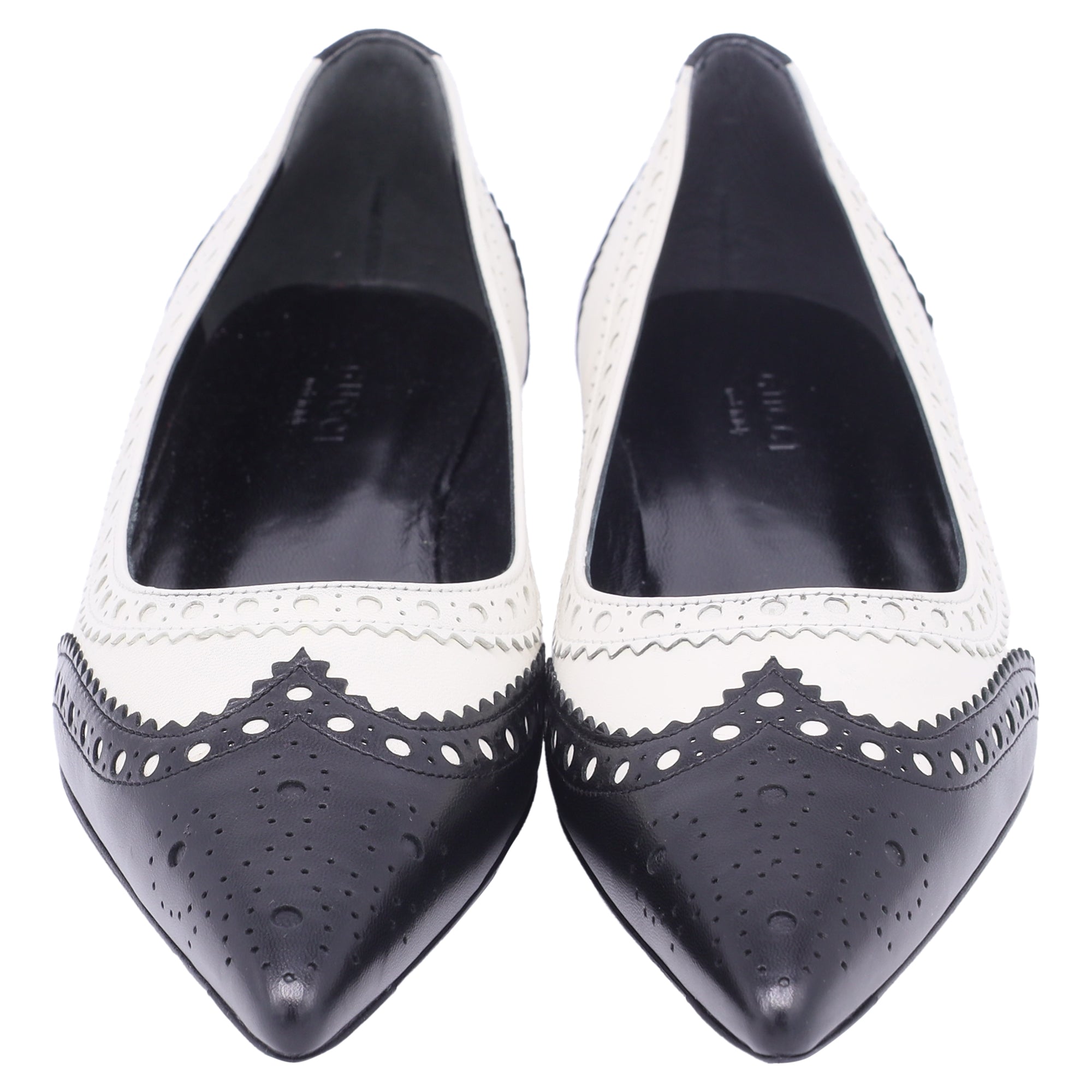 Gucci Brogue Ballet Flats in White Leather