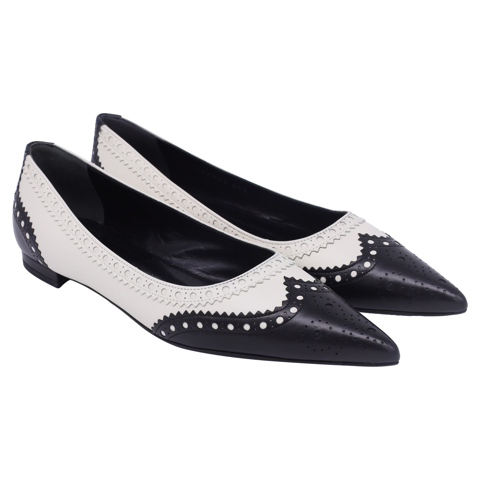 Gucci Brogue Ballet Flats in White Leather