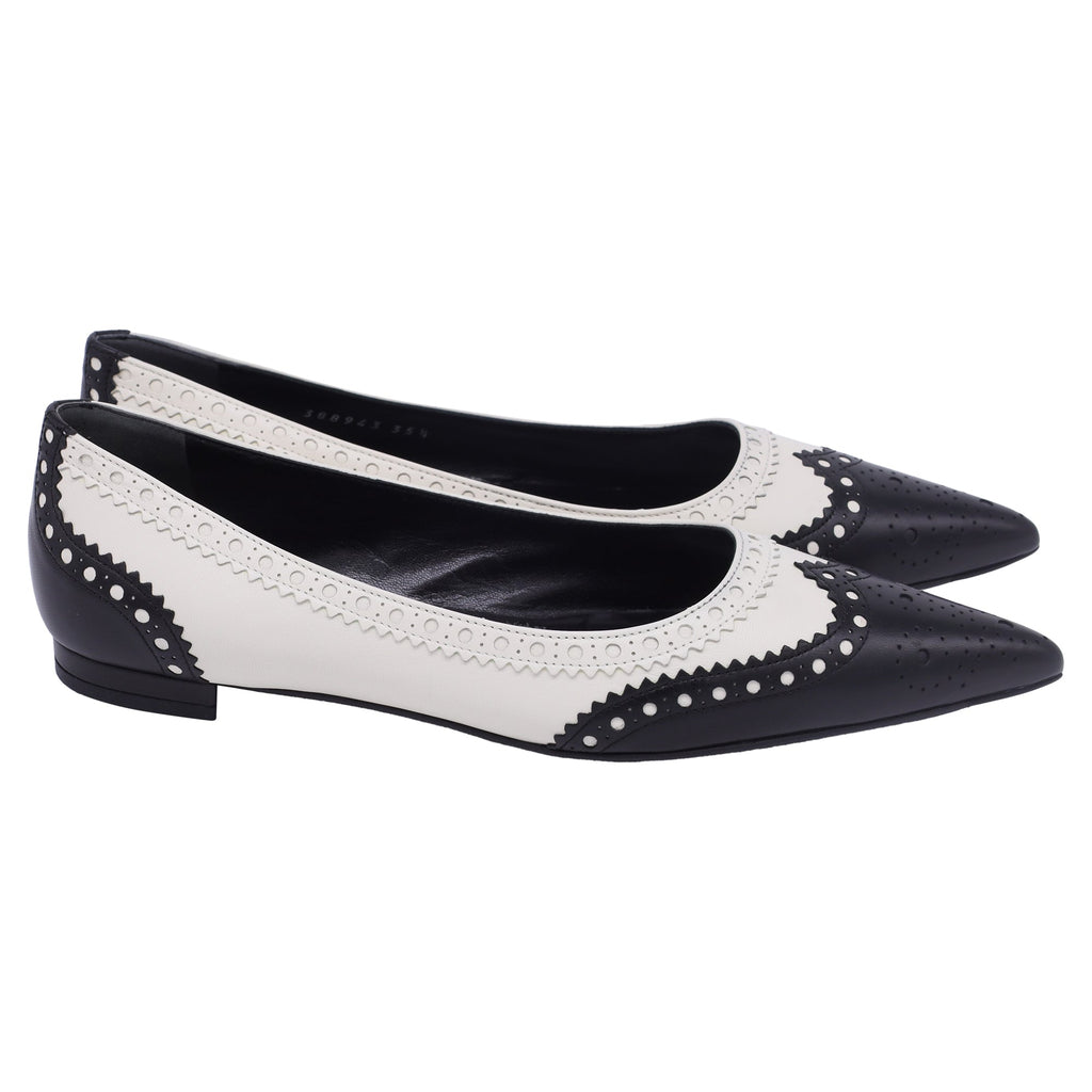 Gucci Brogue Ballet Flats in White Leather