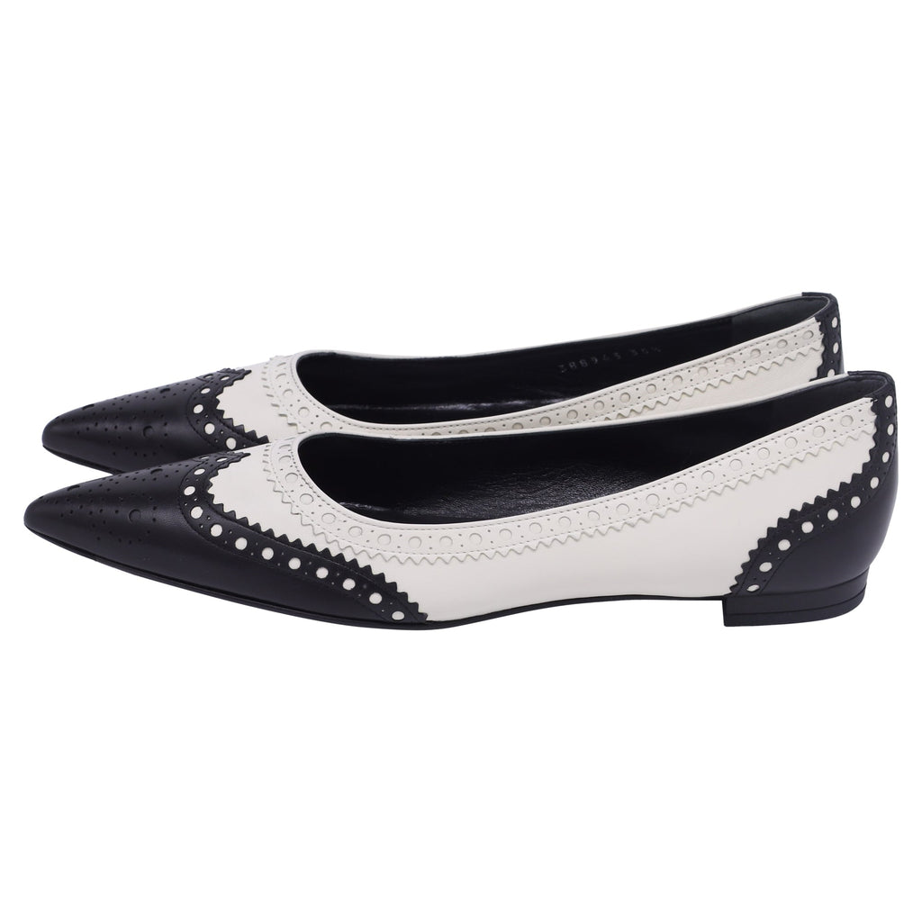 Gucci Brogue Ballet Flats in White Leather