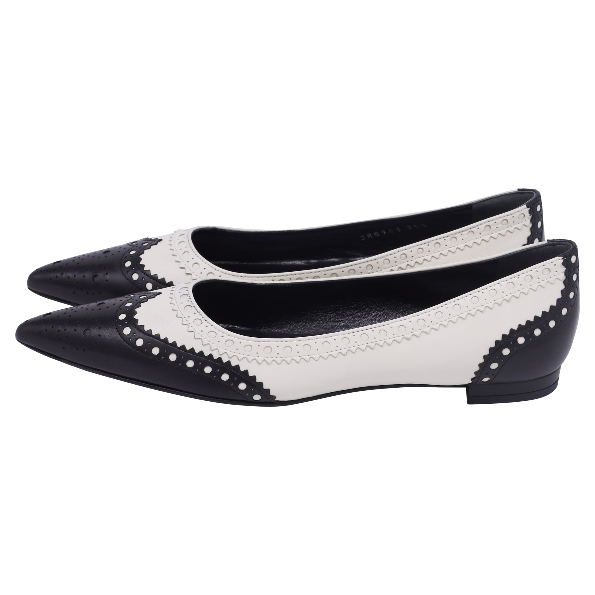 Gucci Brogue Ballet Flats in White Leather