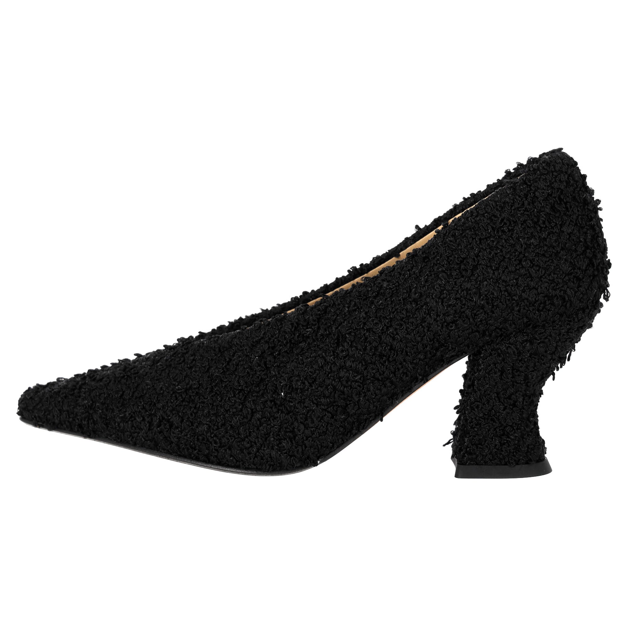 Women's Bottega Veneta Almond Tweed Pumps in Black Wool Tweed