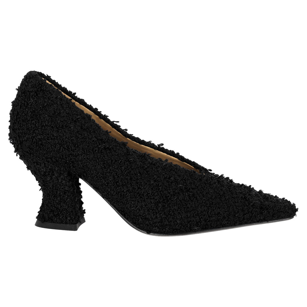 Women's Bottega Veneta Almond Tweed Pumps in Black Wool Tweed