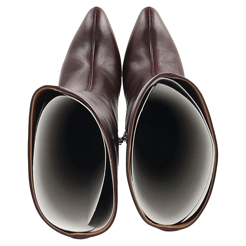 Chloé Block-Heel Knee-High Boots in Burgundy Leather