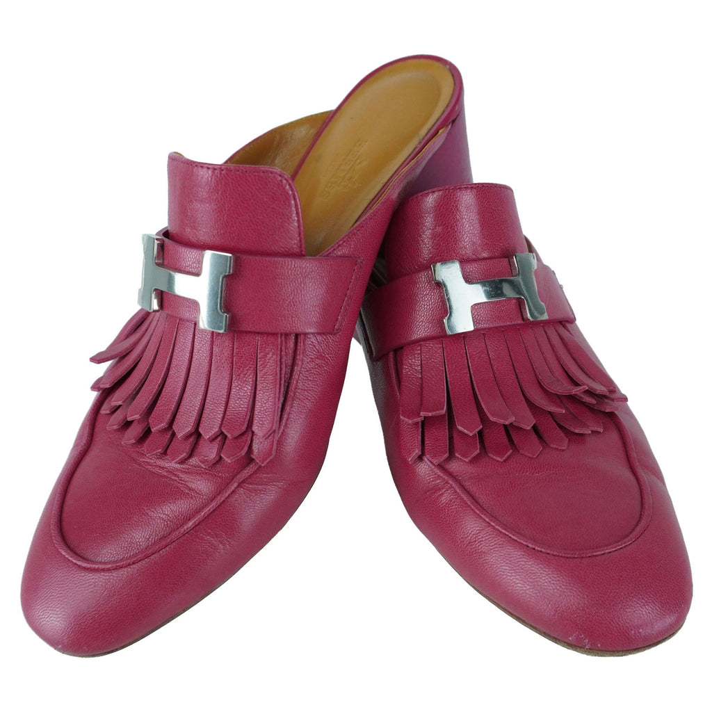 Hermes Pink Rivoli Mules