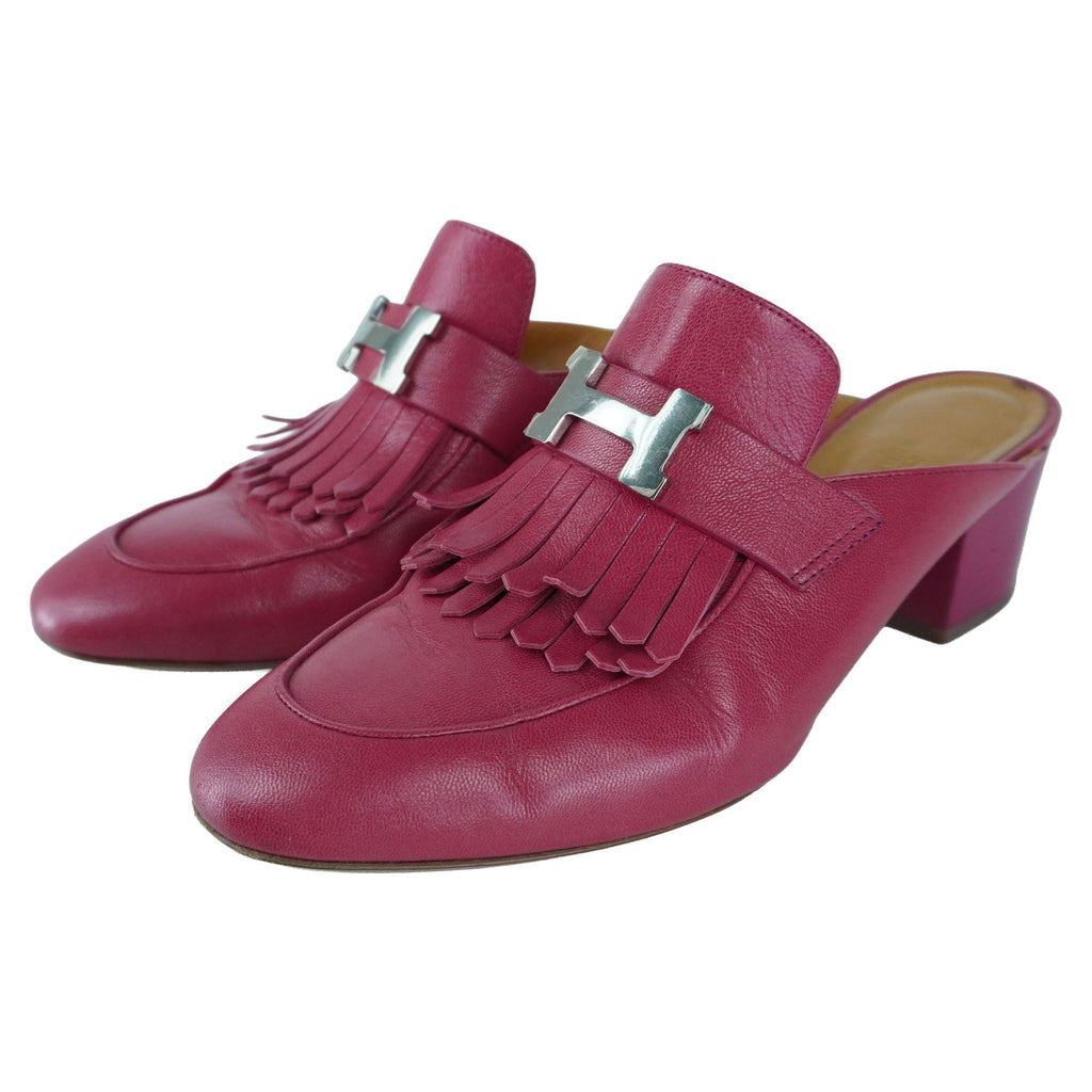 Hermes Pink Rivoli Mules