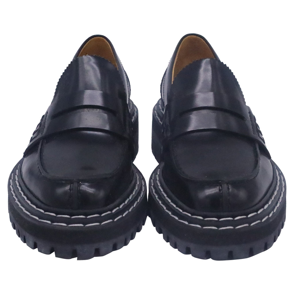 Proenza Schouler Lug Brushed Loafers in Black Leather