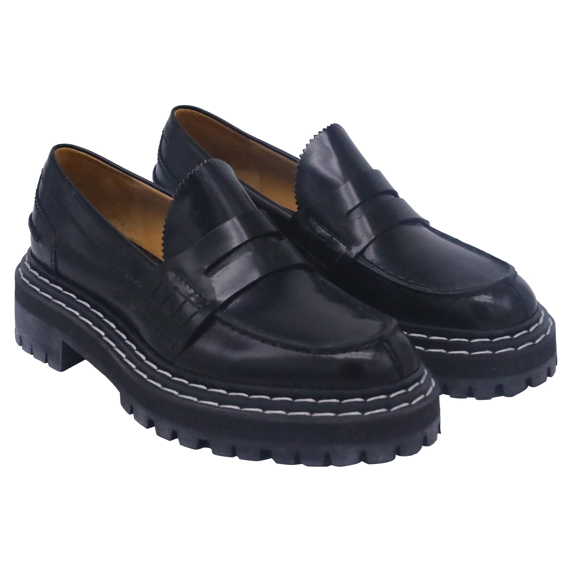 Proenza Schouler Lug Brushed Loafers in Black Leather