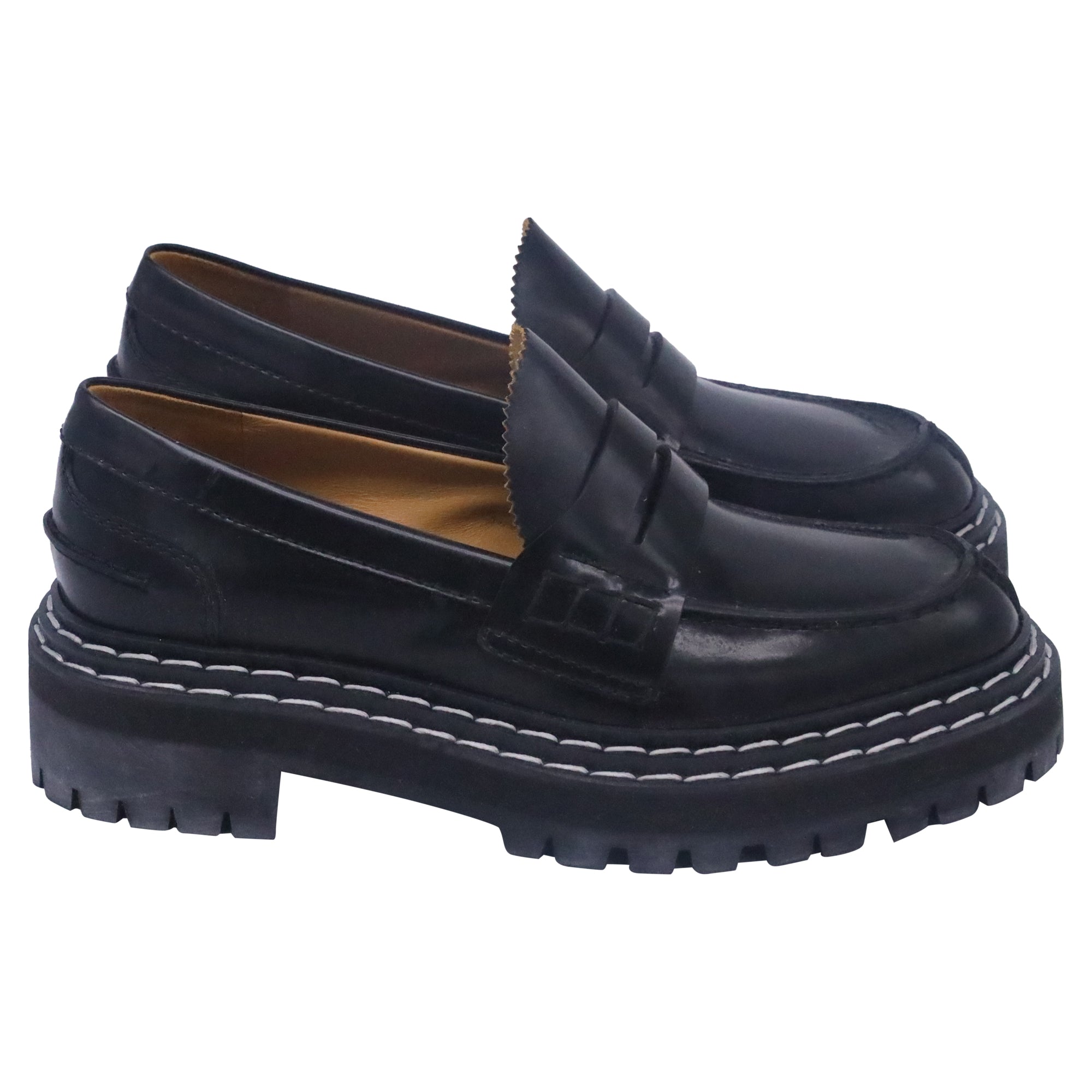 Proenza Schouler Lug Brushed Loafers in Black Leather