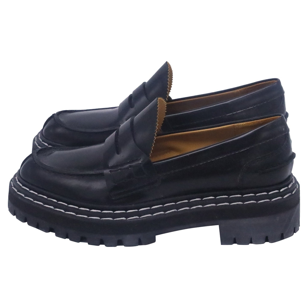 Proenza Schouler Lug Brushed Loafers in Black Leather