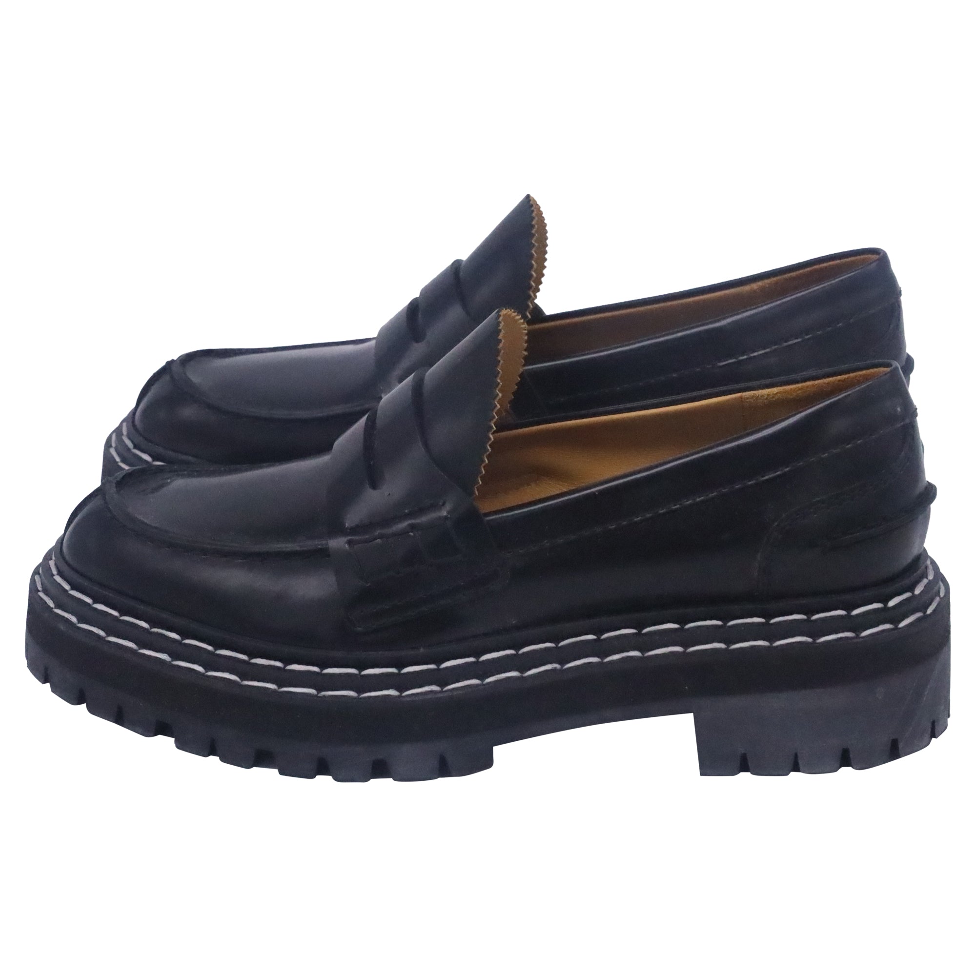 Proenza Schouler Lug Brushed Loafers in Black Leather