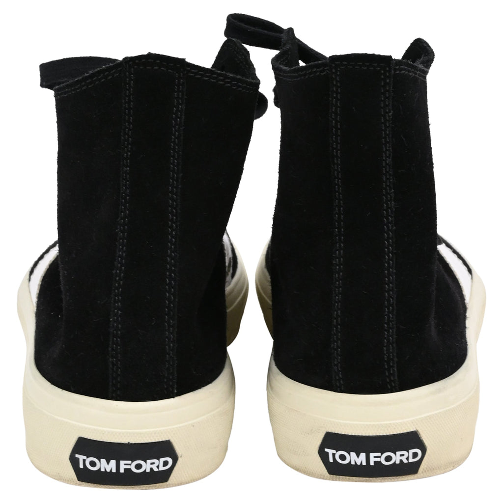 Men's Tom Ford Cambridge Leather-Trimmed High-Top Sneakers in Black Suede