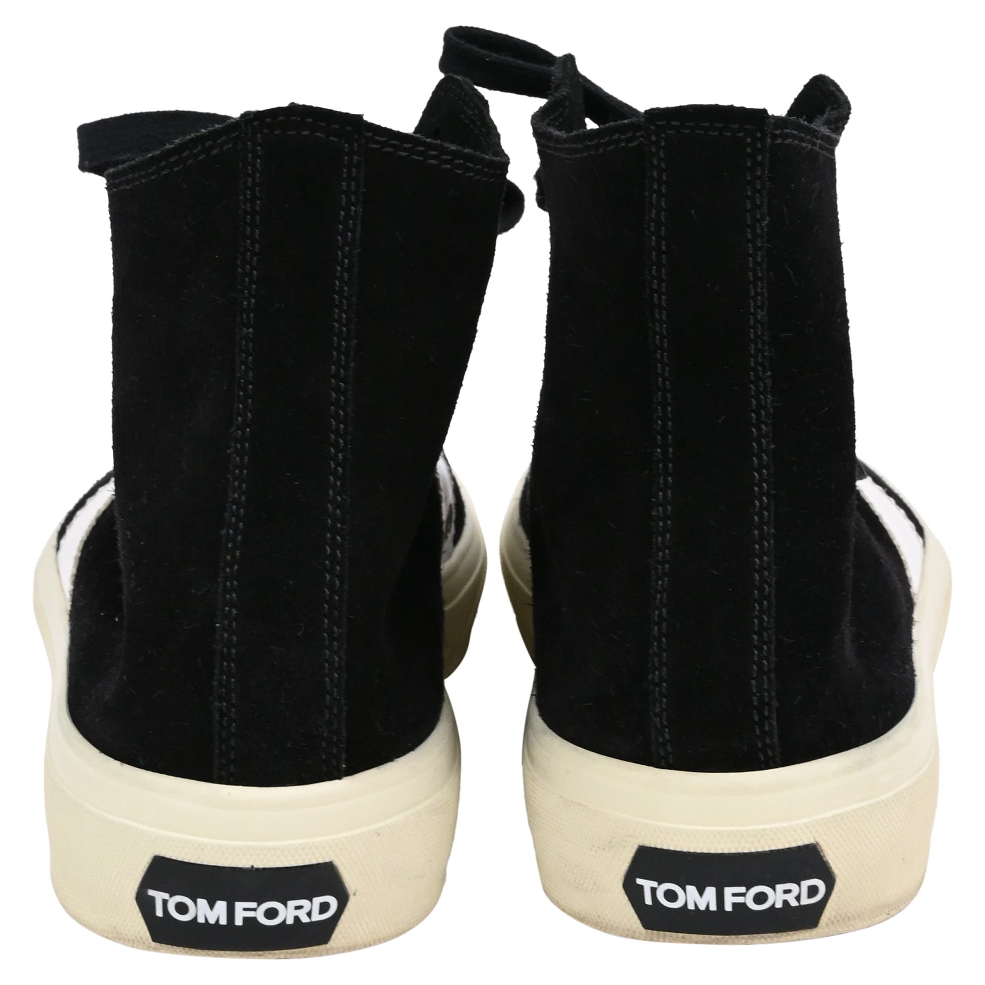 Men's Tom Ford Cambridge Leather-Trimmed High-Top Sneakers in Black Suede