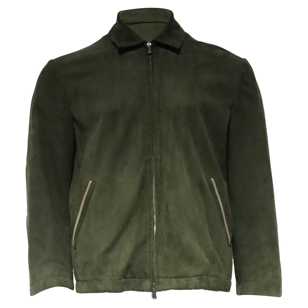 Loro Piana Zipped Jacket in Green Lambskin