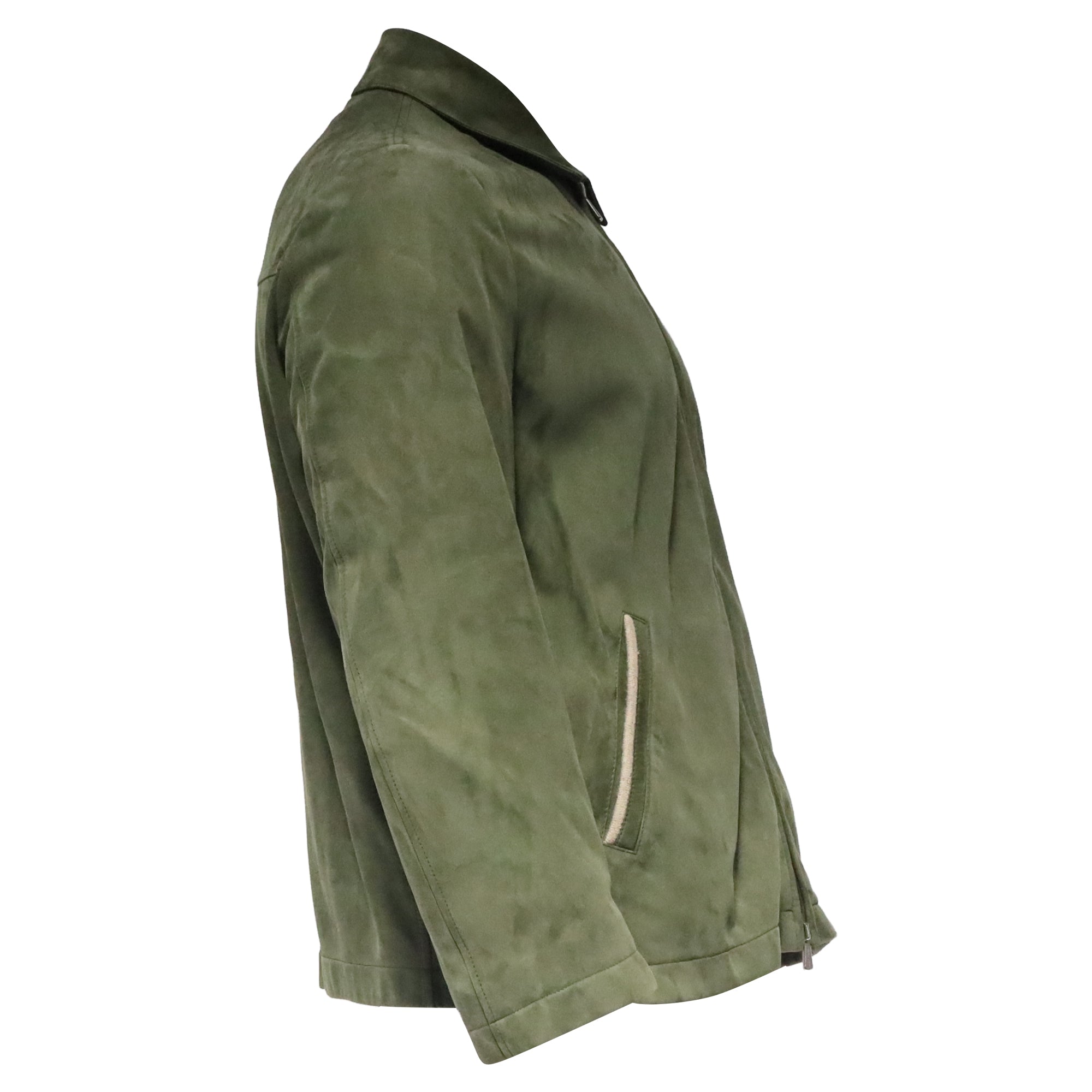 Loro Piana Zipped Jacket in Green Lambskin