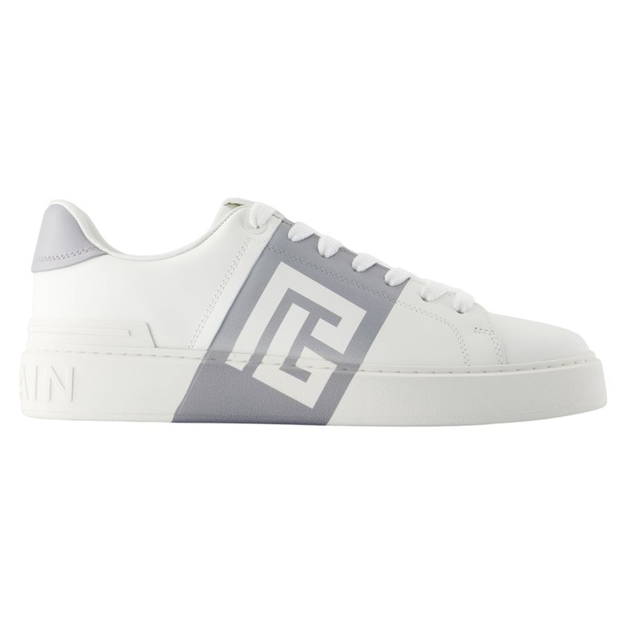 Women's B-Court Sneakers - Balmain - Leather - White/Grey