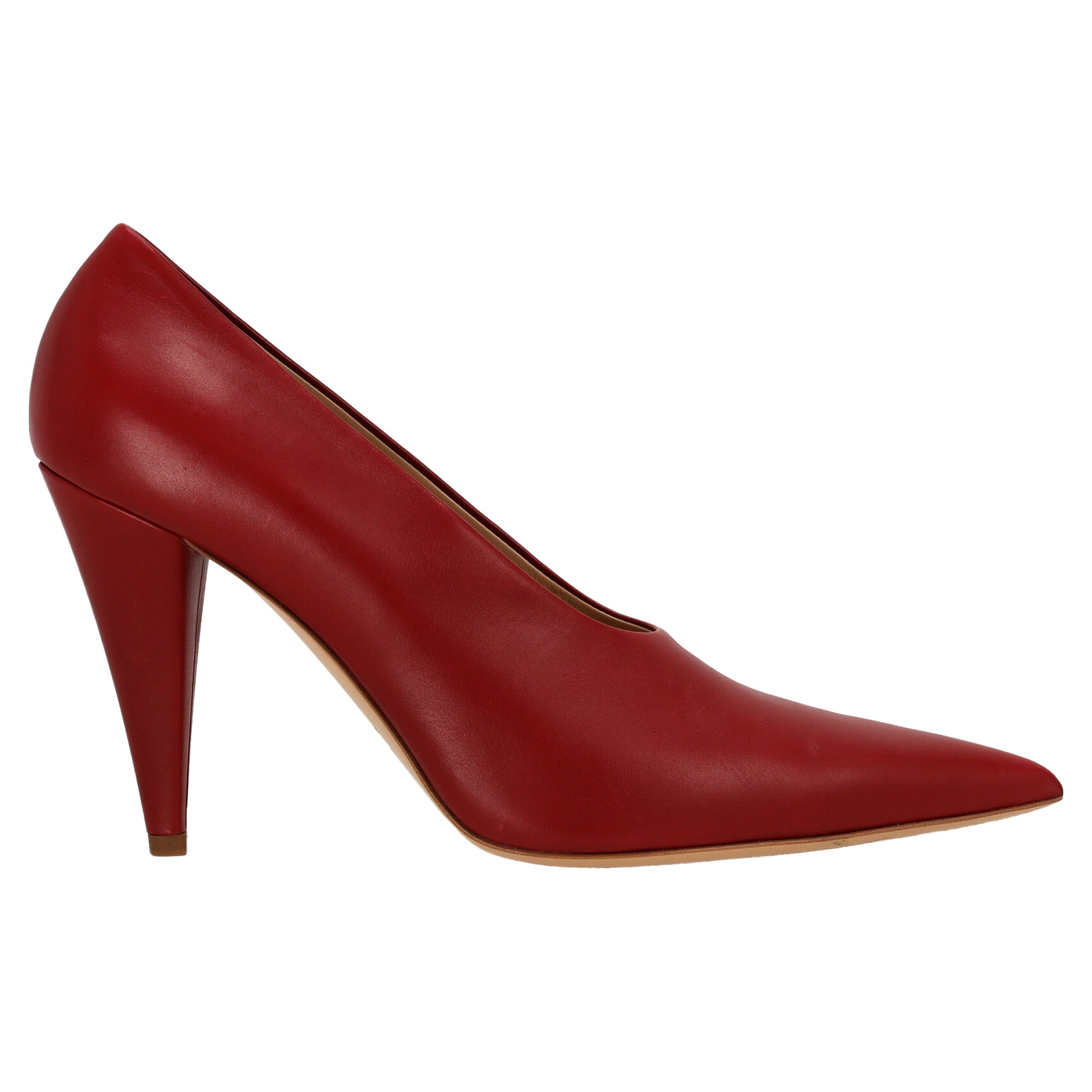 Max Mara Pointed Toe Pumps in Red Leather