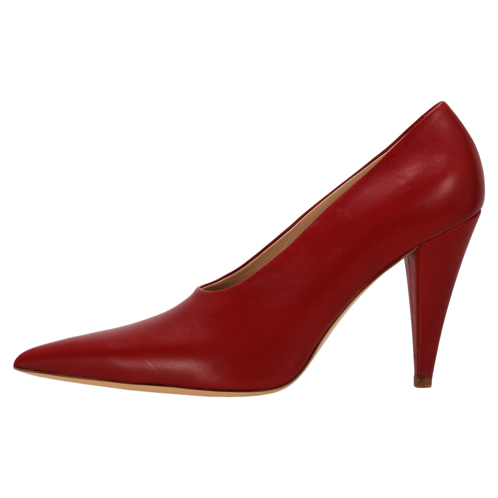 Max Mara Pointed Toe Pumps in Red Leather