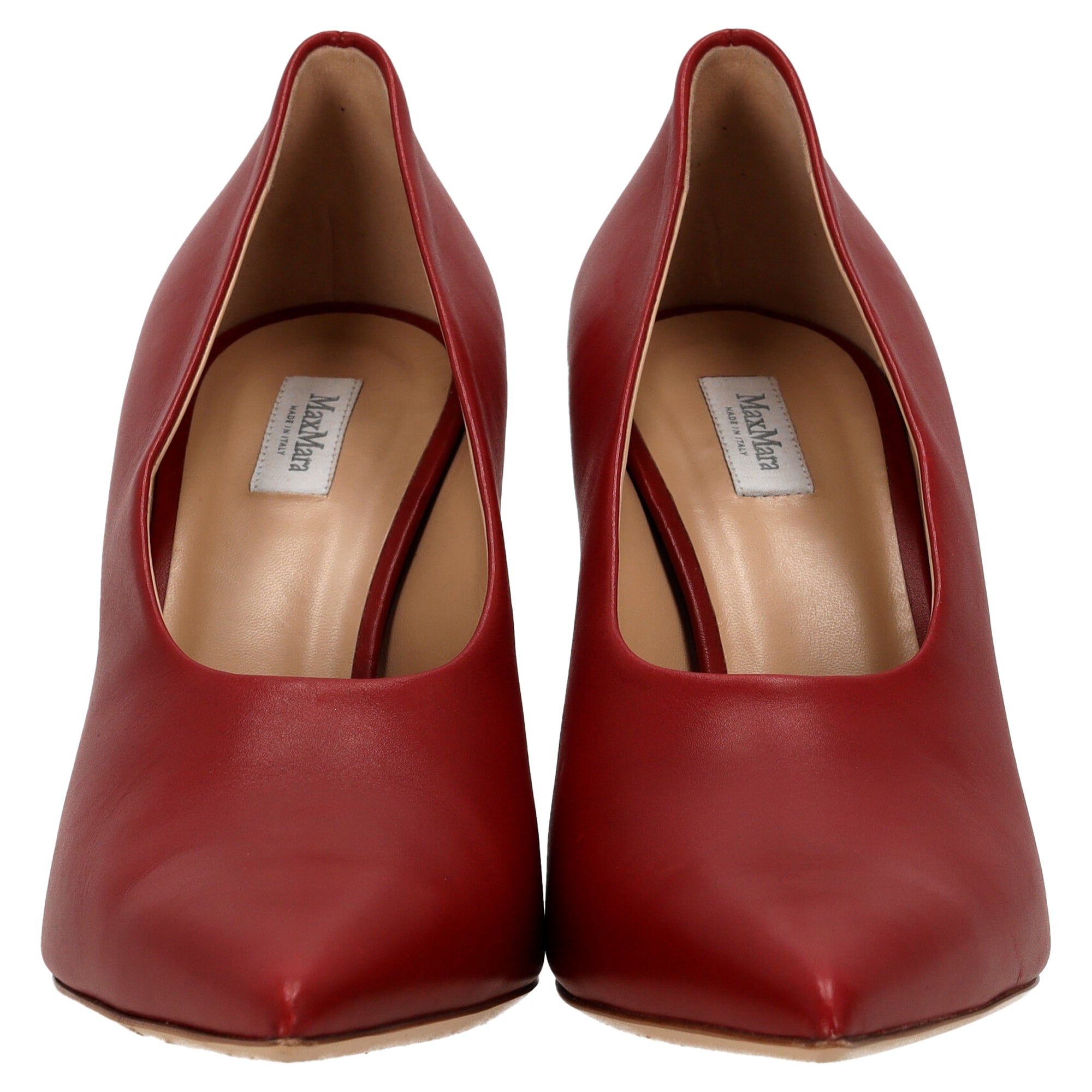 Max Mara Pointed Toe Pumps in Red Leather