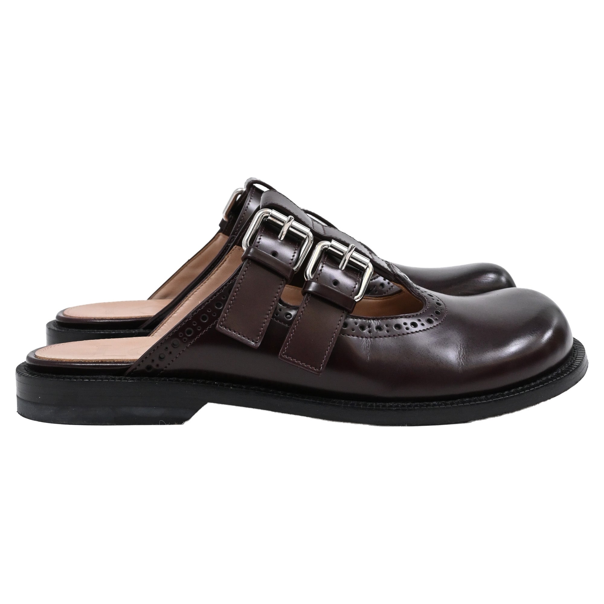Loewe Campo Mary Jane Mules in Brown Leather