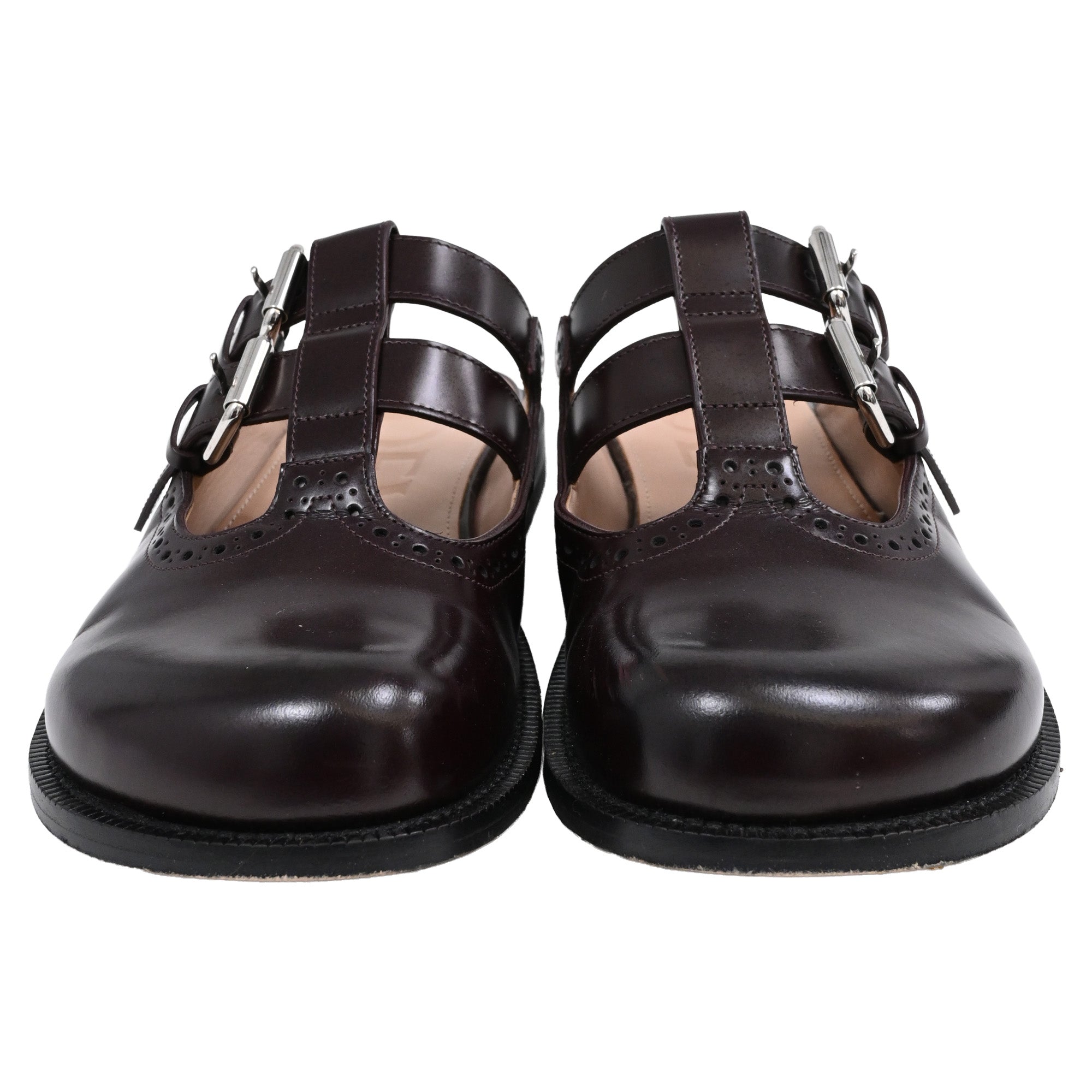Loewe Campo Mary Jane Mules in Brown Leather