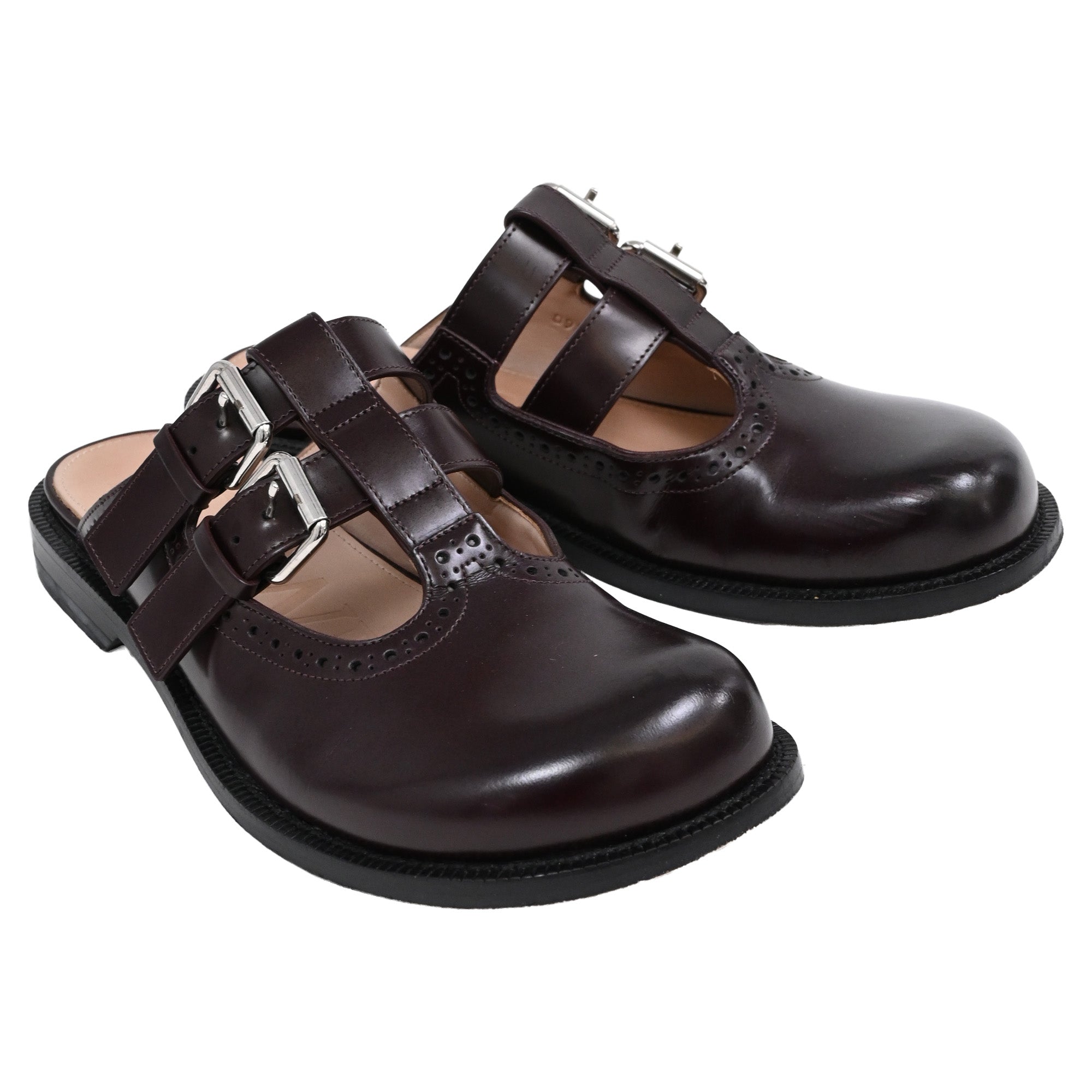 Loewe Campo Mary Jane Mules in Brown Leather