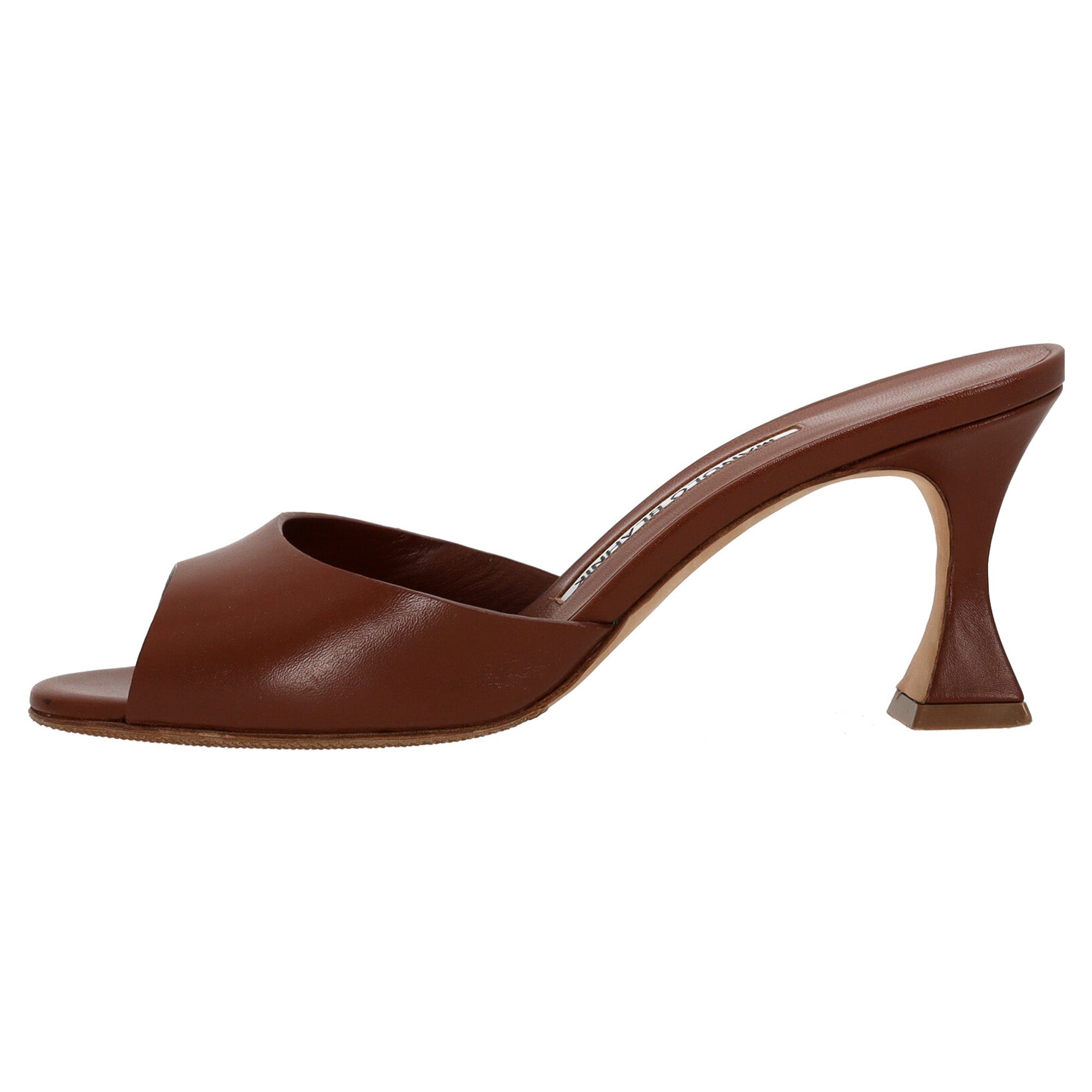 Manolo Blahnik Jadarona Mule Sandals in Brown Leather