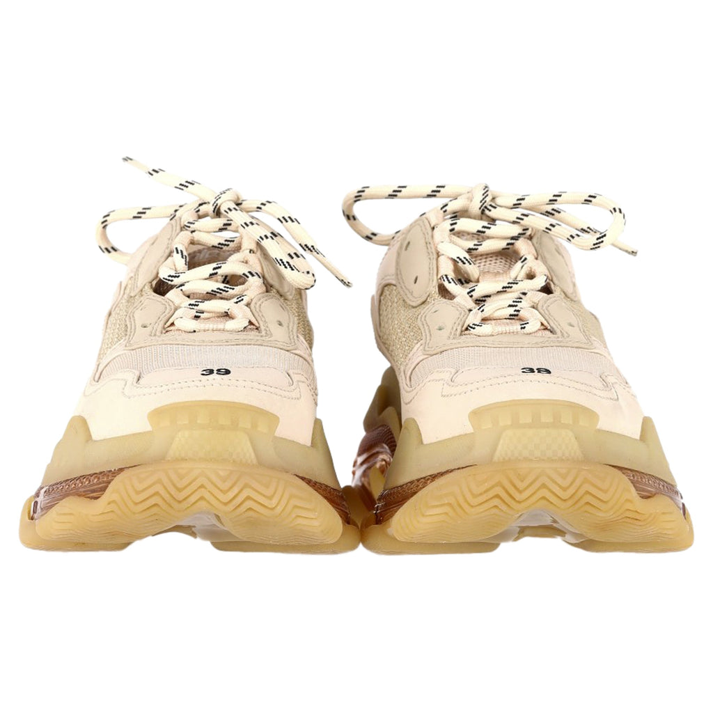 Women's Balenciaga Triple S Clear Sole Sneakers in Beige Polyester