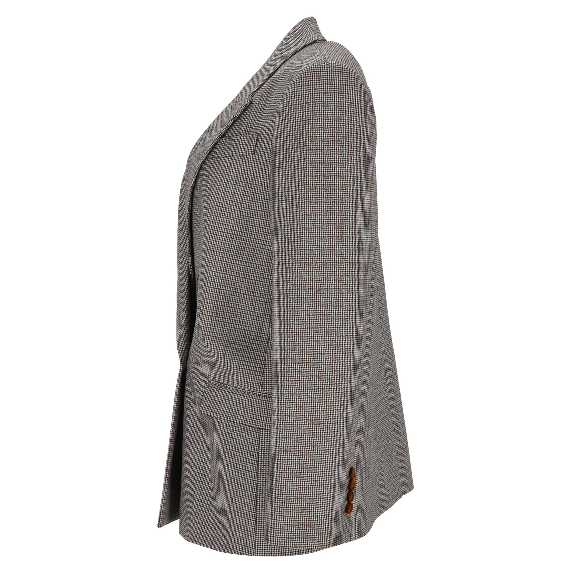 Brunello Cucinelli Houndstooth Double-Breasted Blazer in Brown Wool
