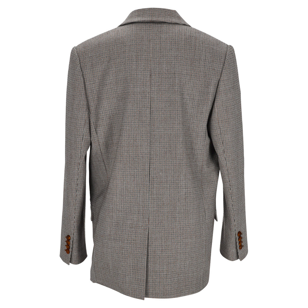 Brunello Cucinelli Houndstooth Double-Breasted Blazer in Brown Wool