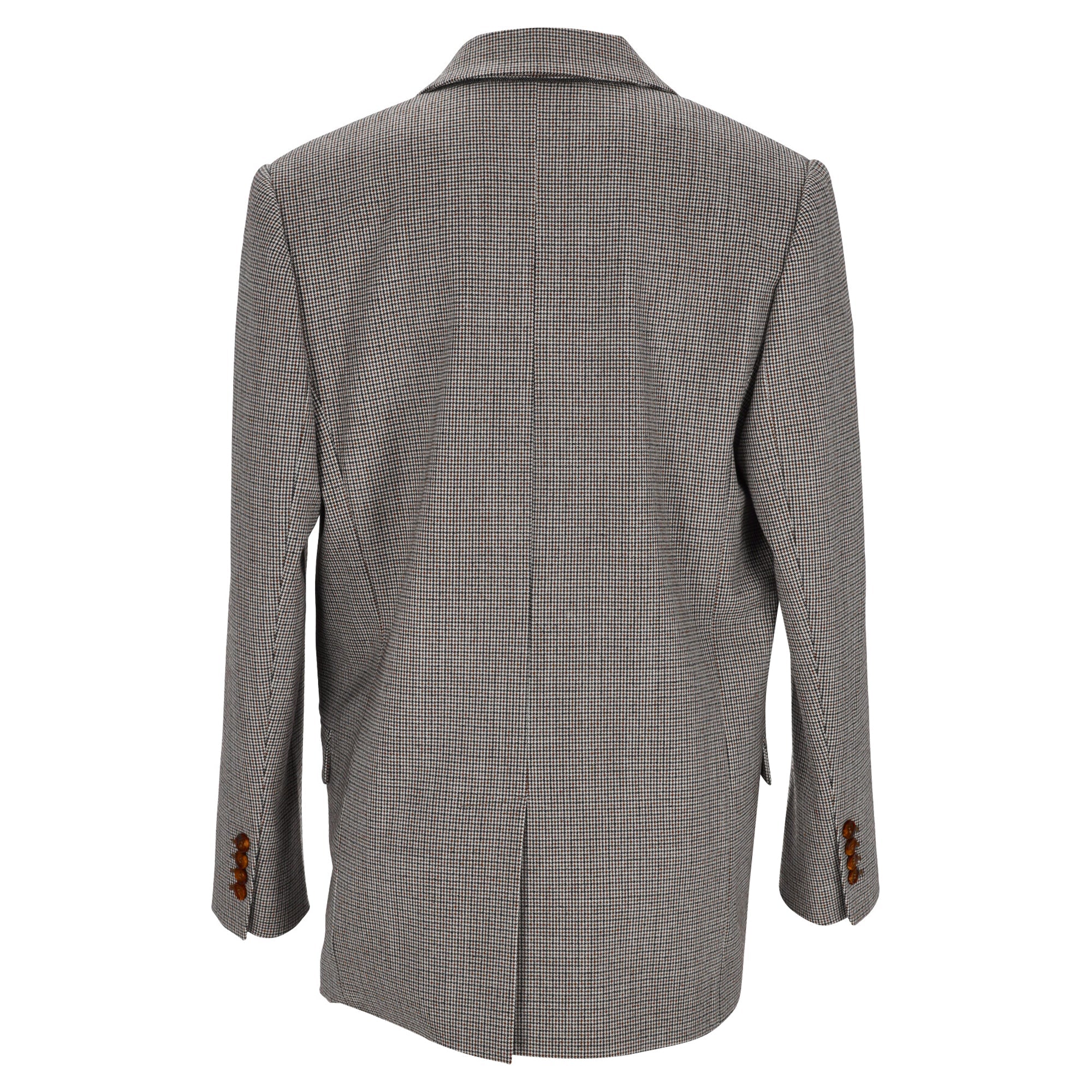 Brunello Cucinelli Houndstooth Double-Breasted Blazer in Brown Wool