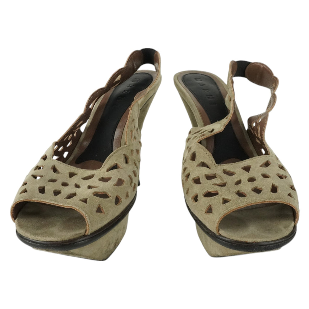 Women's Marni Olive Laser Cut Suede Heels