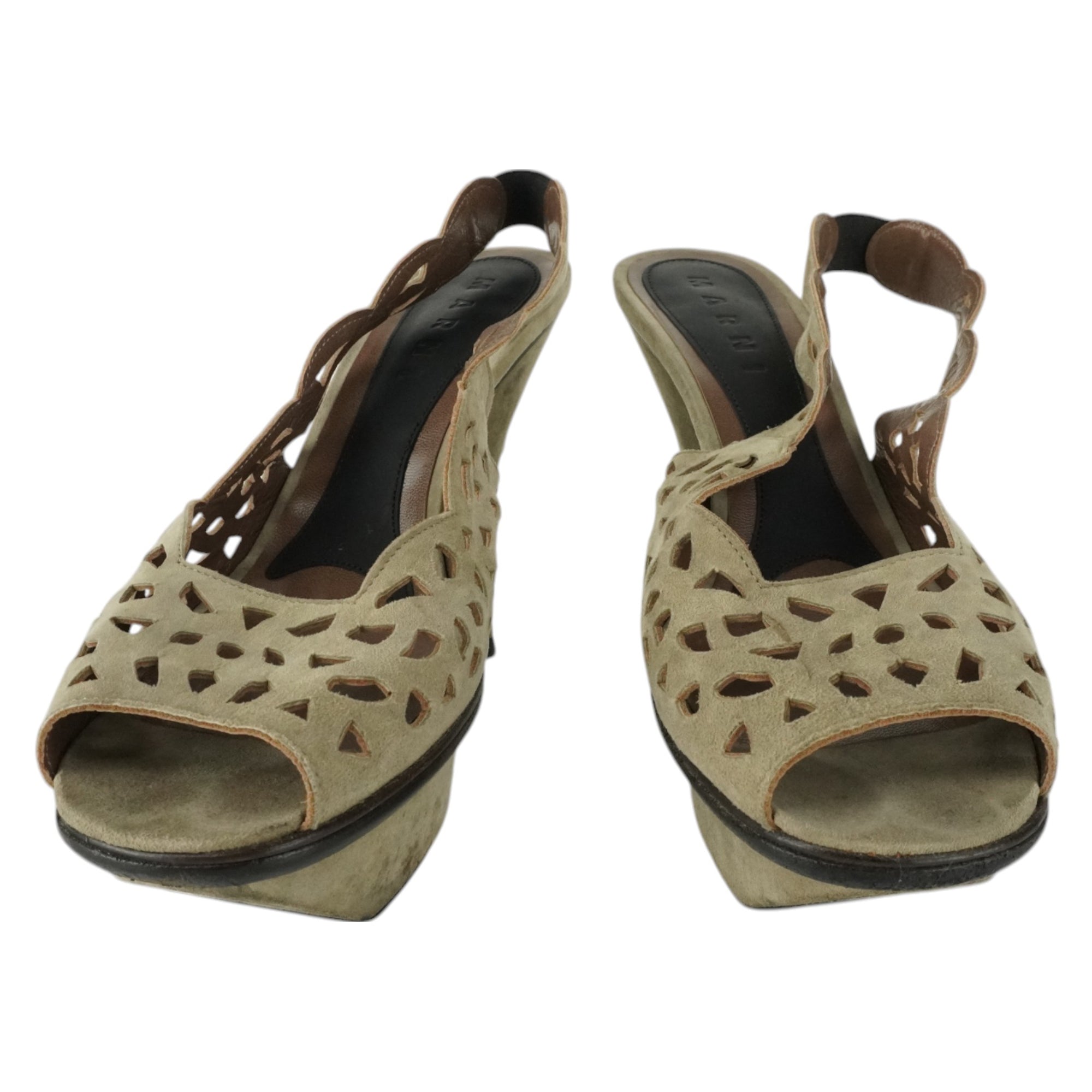 Women's Marni Olive Laser Cut Suede Heels