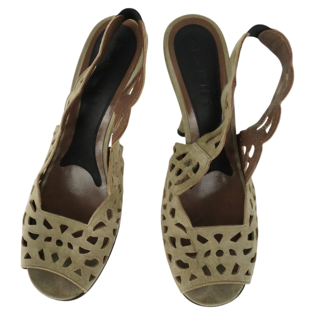Women's Marni Olive Laser Cut Suede Heels