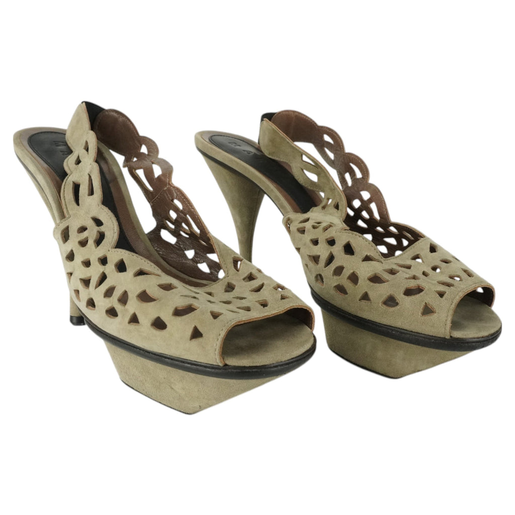 Women's Marni Olive Laser Cut Suede Heels