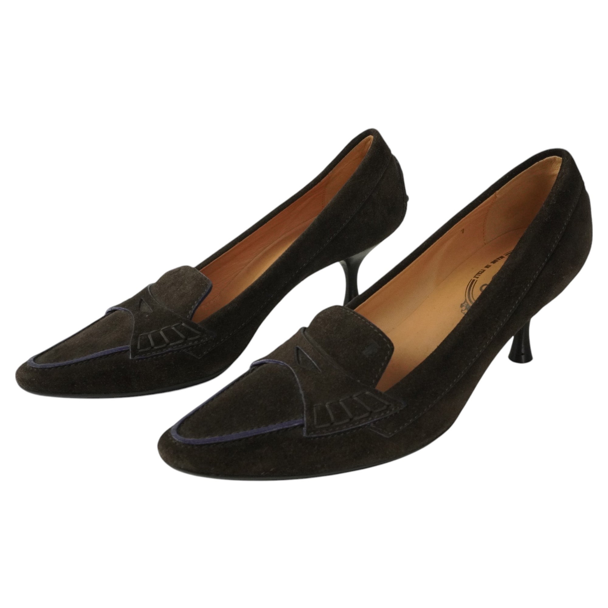 Women's Tod's Brown Suede Kitten Heels