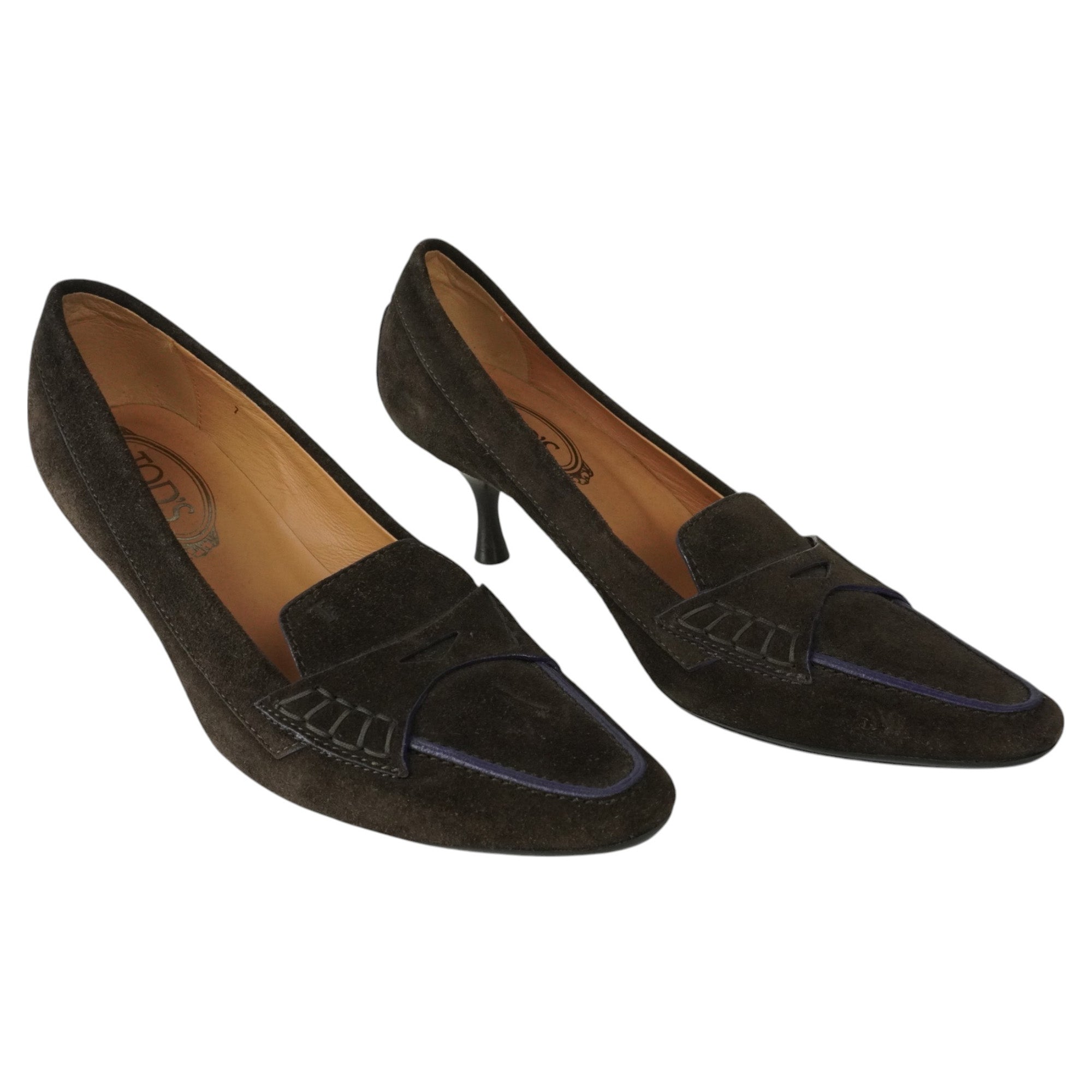 Women's Tod's Brown Suede Kitten Heels
