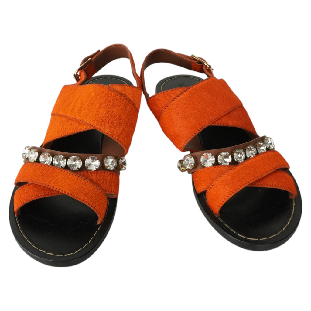 Women's Marni Orange Calf Hair Sandals