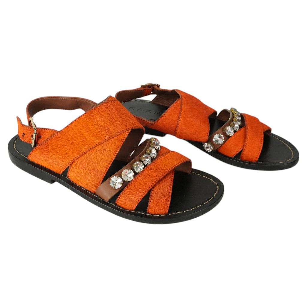 Women's Marni Orange Calf Hair Sandals