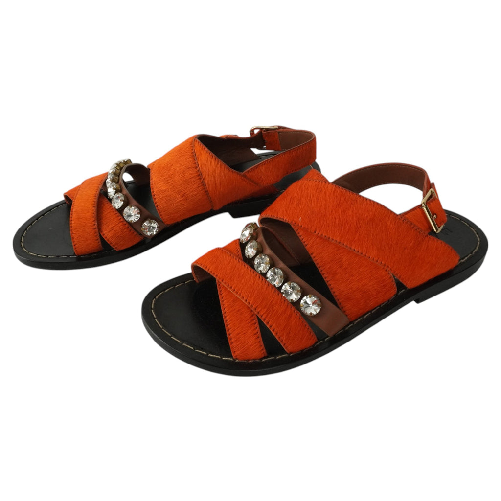 Women's Marni Orange Calf Hair Sandals