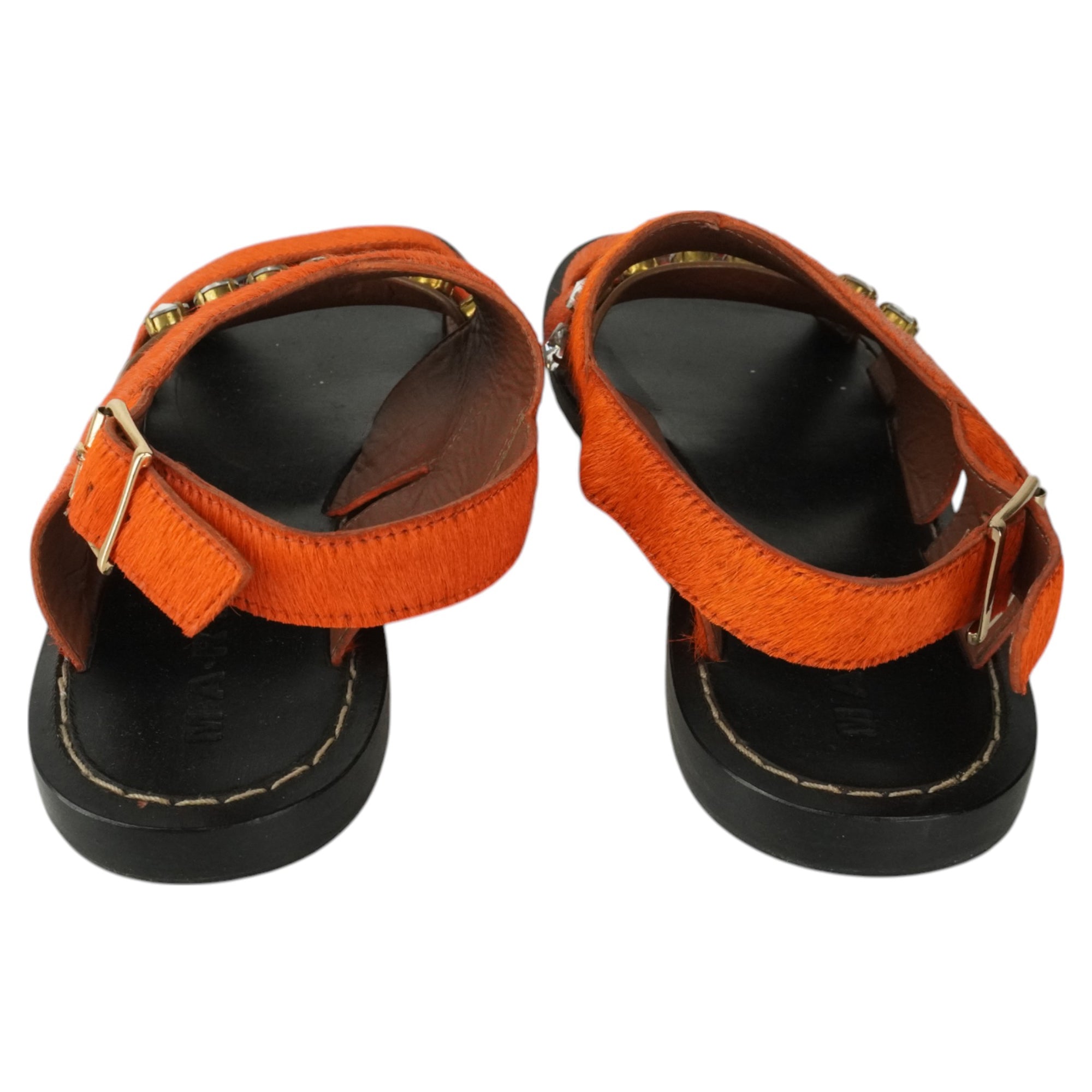 Women's Marni Orange Calf Hair Sandals