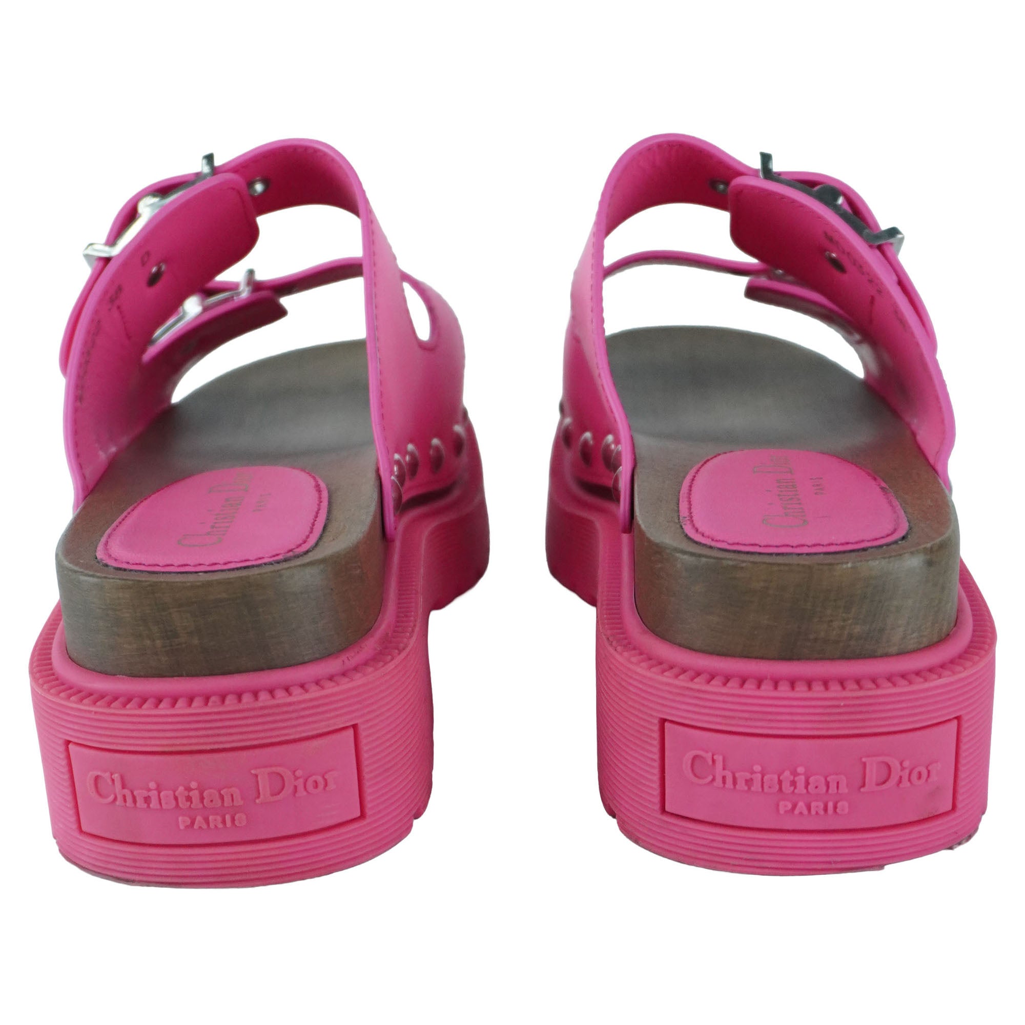 Christian Dior Pink Wooden Diorquake Sandals with Rubber Platforms