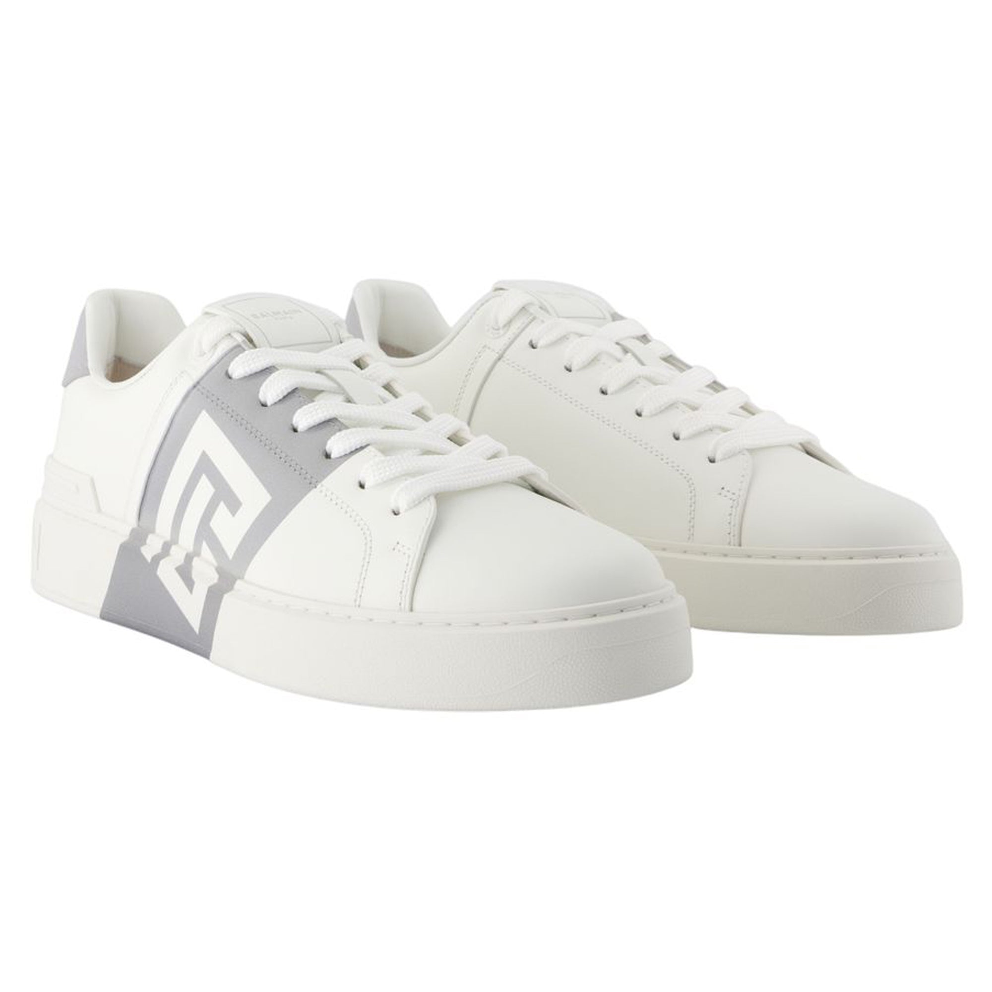 Women's B-Court Sneakers - Balmain - Leather - White/Grey