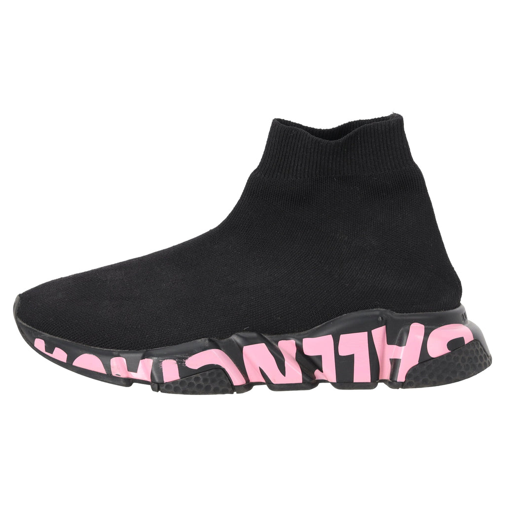 Women's Balenciaga Speed Graffiti Trainers in Black Polyester