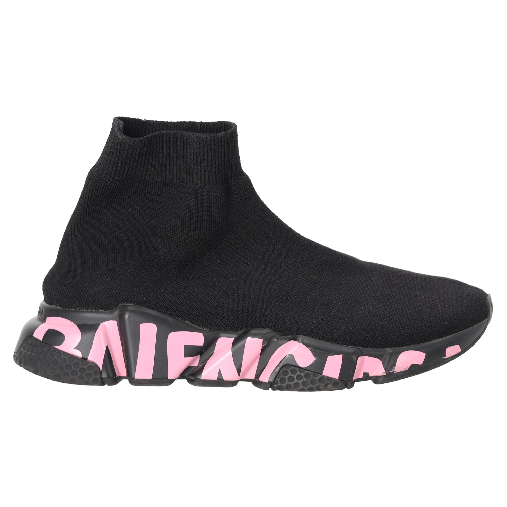 Women's Balenciaga Speed Graffiti Trainers in Black Polyester