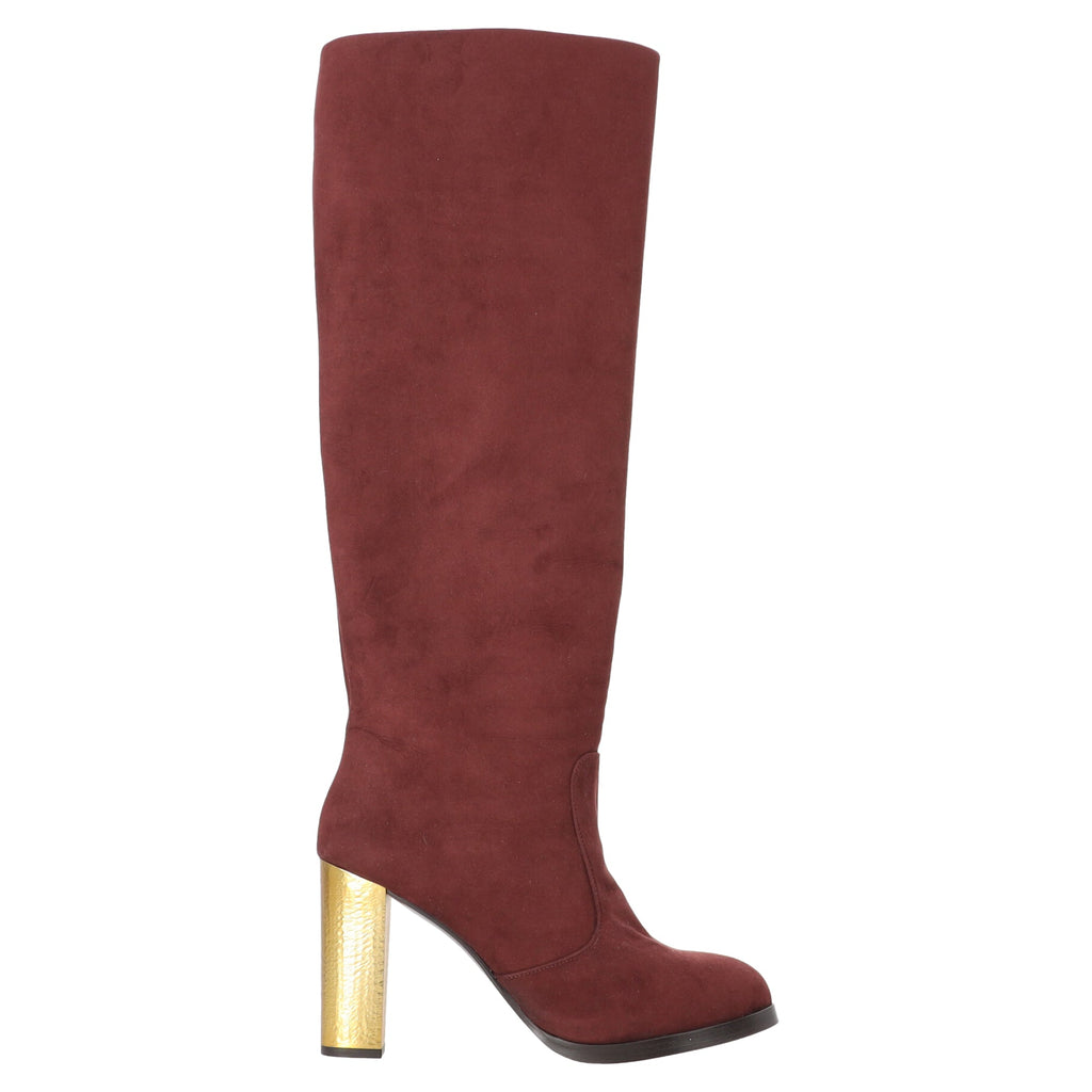 Women's Stella McCartney Knee High Boots in Red Suede
